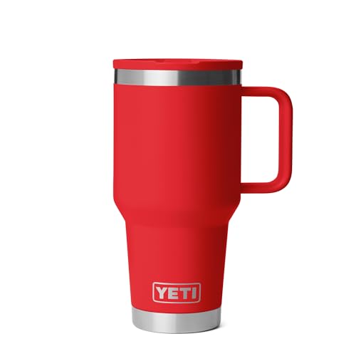 YETI Rambler 30 oz Travel Mug, Stainless Steel, Vacuum Insulated with Stronghold Lid, Rescue Red