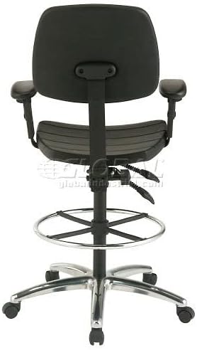 Miniatura 4 de Global Industrial Taburete de poliuretano ajustable de lujo de 6 vías con reposabrazos