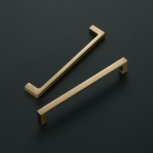 Image of Ravinte Champagne Bronze Kitchen Square Cabinet Handles 6-1 /4 Inch 5 Pack | Modern Slim Style, Solid Zinc, Square Design, Screws Included, Easy Installation, for Kitchen Drawers & Cupboards