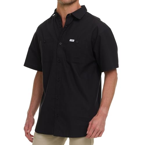 Wrangler Button Up Shirts for Men Big and Tall - Chambray Woven Short Sleeve Casual Shirt2