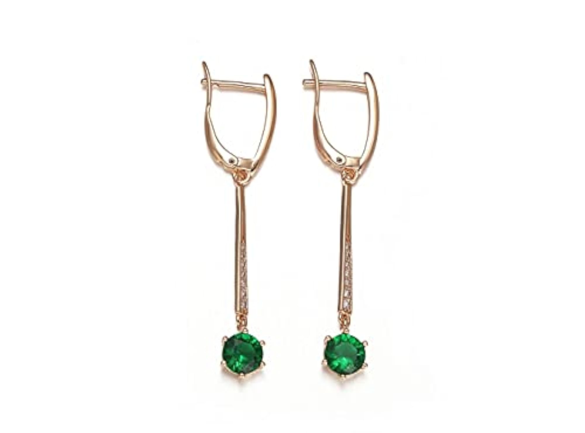 CZ Linear Drop Earrings w/ Hoop Closure, Dangle Earrings, for Girls
