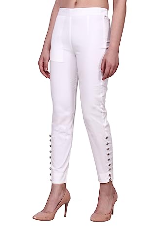 Image of POPWINGS Women Casual Mid Rise Stretchable Red Cotton Trouser