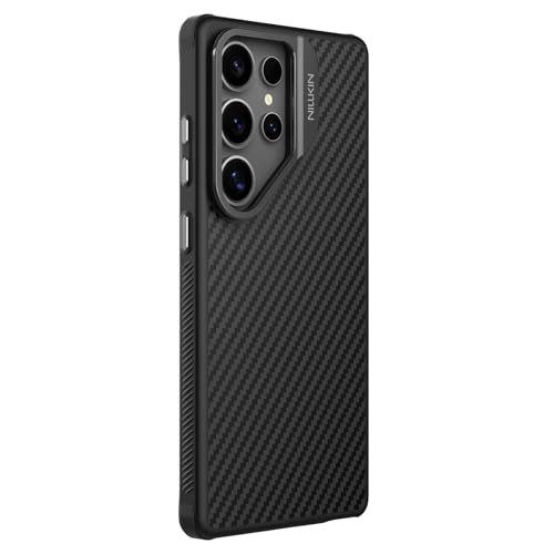 Image of Nillkin Case for Samsung Galaxy S25 Ultra (6.8 inch Inch) Carbo Prop Lens + Stand 360 Protect Magnetic Mag Safe Version Aramid Fibre + TPU Soft Edge 360 Protect Black Color
