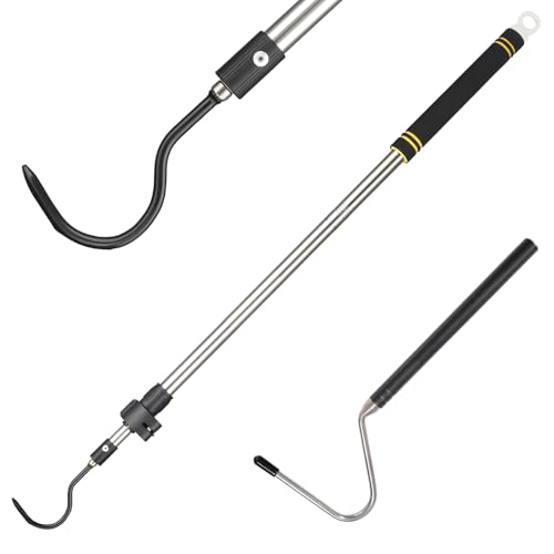 Image of 2pcs Snake Hook Set, Telescopic Snake Catcher Stainless Steel Snake Handling Tool for Moving Ball Rattlesnakes Python Copperhead with Long Handle (35-64inch&26inch)