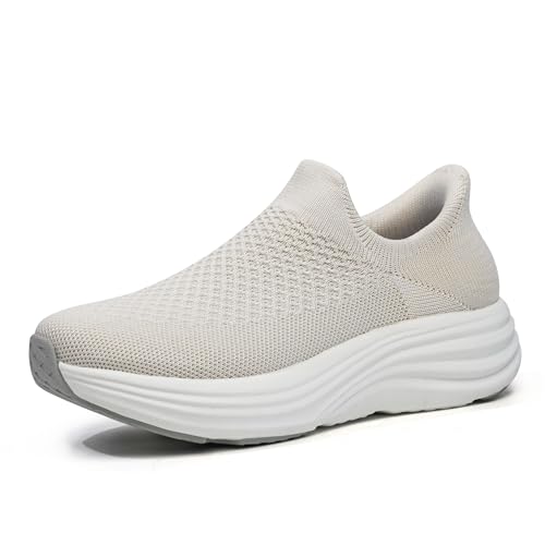 ORTOREX Women Comfortable Tennis Shoes Walking Workout Sneakers (10, Beige)