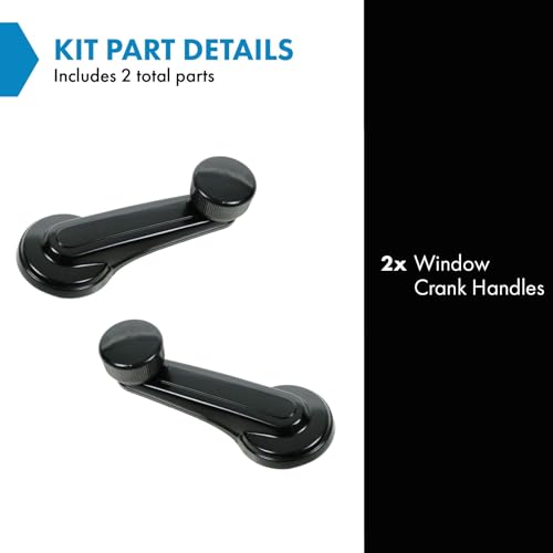 Image of TRQ Window Crank Handle Set Black Compatible with 84-89 Buick 82-94 Chevrolet 82-93 Oldsmobile Pontiac GM1354106