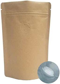 AwePackage Barrier Kraft Paper Stand up Zipper Coffee Pouch Bags with Aroma Degassing Valve (100, 3 Oz)