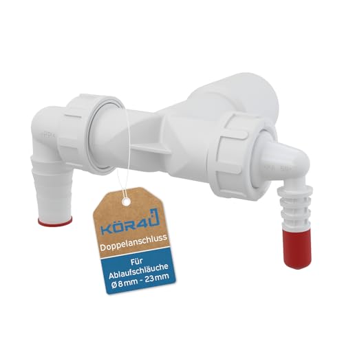 kör4u Doppelanschluss DN40/32 823 mm mit Rückschlagklappen P156Z - Siphonanschluss für Waschmaschine Geschirrspüler und weitere Geräte