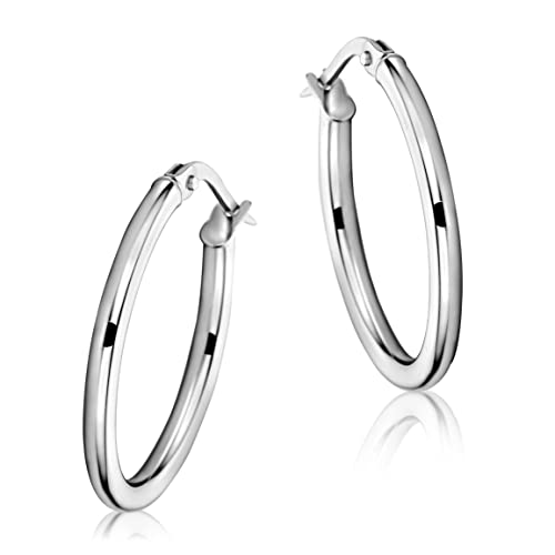 Miore Ohrringe Damen klassische Creolen aus Weißgold 9 Karat / 375 Gold,...