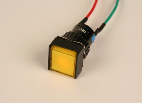 Luz piloto LED amarilla 17mm panel 12V DC miniatura 6