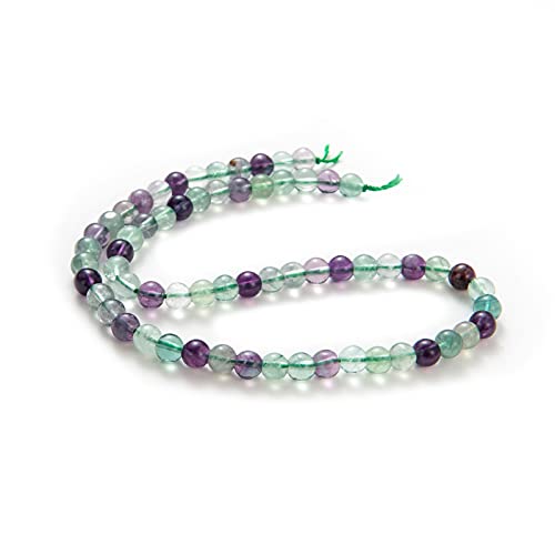 Image of 100Pcs Natural Stone Beads 8mm Fluorite Round Gemstone Loose Beads with Elastic Bracelet String for Bracelets Necklace Jewelry Making