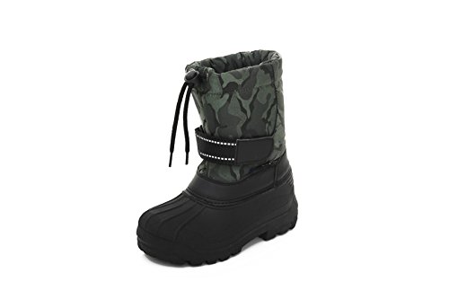 Unisex Kids Winter Snow Boots - Insulated Toddler/Little Kid/Big Kid Green Camo