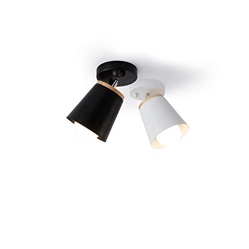 Lámpara de techo Edison de madera y diseño semi al ras minimalista negro 5