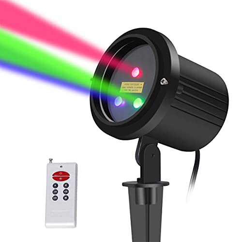 Laser Christmas Lights RGB Garden Laser Star Projector Red,Green and Blue Laser Patio Law Garden Outdoor Decorative Laser Projector with Remote Control