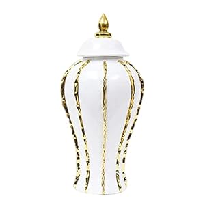 FAKEME Ceramic Vase Porcelain Ginger Jar 12 inch Display Handicraft Decoration Temple Jar Storage Jar for Weddings Office Party Living Room Home