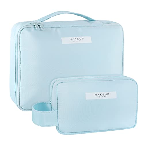Lot de 2 sacs de toilette bleu pour femme et homme (2 tailles), bleu, Accessoires de voyage - Trousse cosmétique Cover