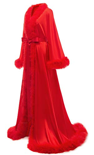 Feather Bridal Robe Silk Satin Luxury Maternity Gown for Photoshoot Wedding Dressing Lingerie Nightgown2