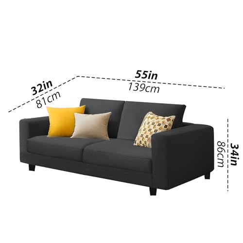 Image of Galib 2 Seater Sofa Set for Living Room (Black Fabric) Premium Fabric Sofa Set
