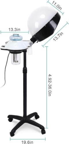 Image of SWEETPEAProfessional Hair Steamer Adjustable Hooded Hair Color Conditioning Steamer Hair Care Treatment with Rolling Stand Base and Time Control for Home Salon Beauty SPA Use BLACK & WHITE-NW-HS