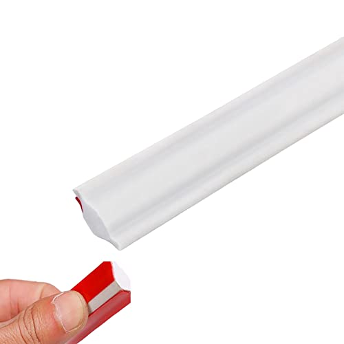 Flexible Wall Corner Molding Trim, 5M/16.4FT Long Self Adhesive Caulk Strip Peel and Stick Trim for Cabinet Edge, Tile Edge, Ceilings, Countertops (White, M/18mm*10.5mm)