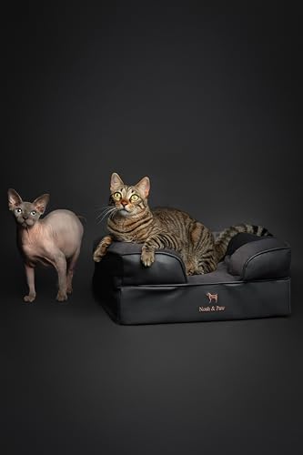 Image of NOAH & PAW Small Dog Bed, 20x15x8 Inch, Cat Bed for Indoor Cats, Orthopedic Eggshell Memory Foam Infused with Cooling Gel, Water Resistant Inner Cover Machine Washable (Faux Leather)