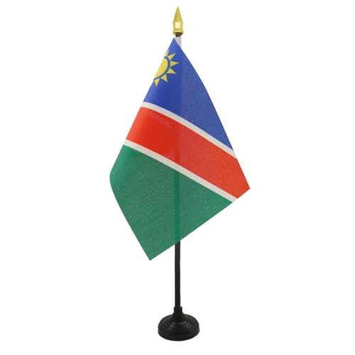 AZ FLAG - Mini Drapeau Namibie De Table - 15x10 cm - Drapeau Namibien De Bureau 100% Polyester Avec Hampe Pointe Dorée 25cm