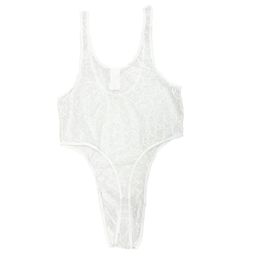 ZUYPSK Men's Sissy Mesh Fishnet Bodysuit Muscle Shirt Sheer Tanks Top Jumpsuit Deep Round Neck Club Party Undershirt Clubwear