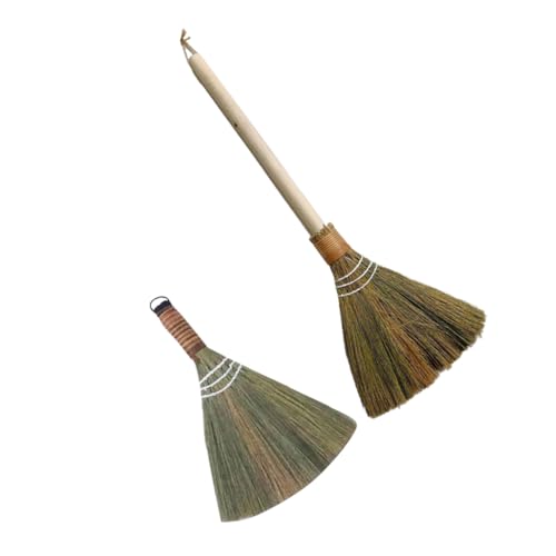 SOLUSTRE 2Pcs Handmade Broom Multi Use Floor for Home and Outdoor Compact Design for Easy Storage Rustic Charm for Your Decor