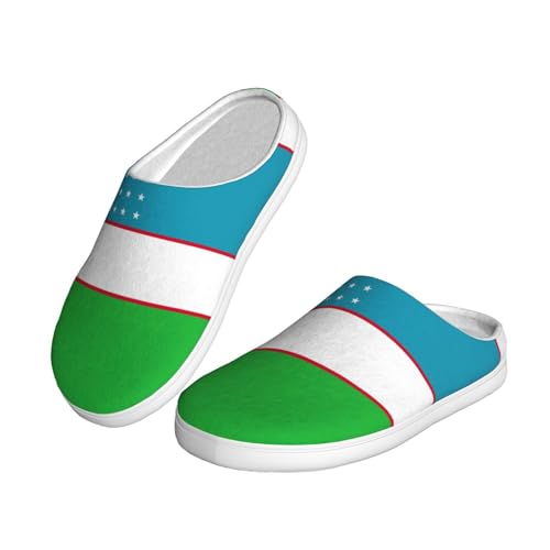 Cozy Flag of the Republic of Uzbekistan print Slippers Indoor and Outdoor Fuzzy House Shoes Anti-Skid Sole Gifts for Women Indoor Scuff2