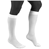 NuVein Sheer Compression Stockings, 15-20 mmHg Support, Women's Medium Denier Nylons, Knee High, Closed Toe, White, Small