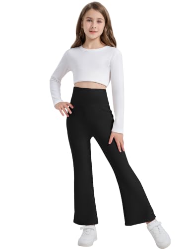 Girls Fleece Lined Flare Leggings with Pockets Winter Yoga Pants Black - image 5