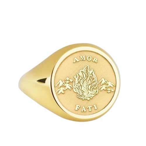 Bague Amor Fati en argent 925, une chevalière ronde plaquée or d'exception
