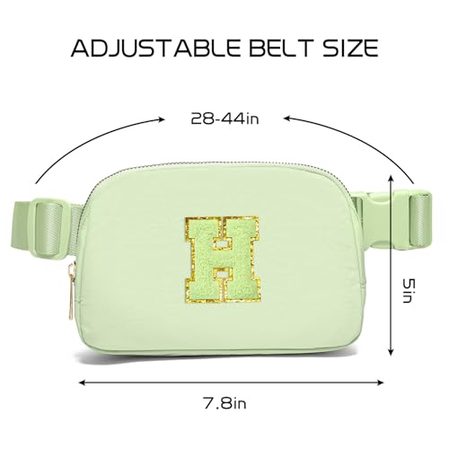 Image of Gitus Gifts for 8 9 10 11 12 Year Old Girls Belt Bag Fanny Pack Crossbody Bags with Initial Letter Patch Cute Stuff Birthday Gifts for Teen Girls Women Personalized Trend Stuff (Light Green-H)