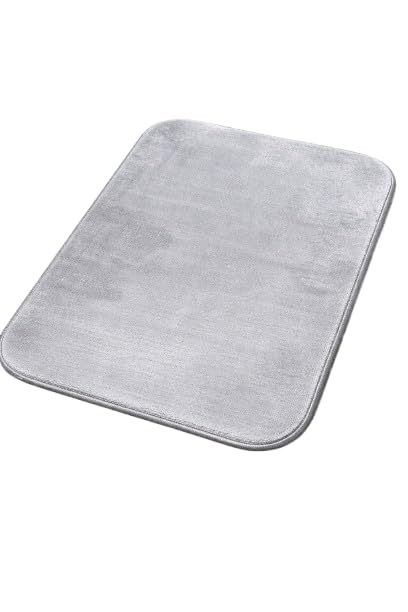 Bellavia Foam Bath Rug, Soft Absorbent Velvet Bathroom Mat, Gray, 15x23 Inch, Machine Washable with Durable Dots on Underside-image-31