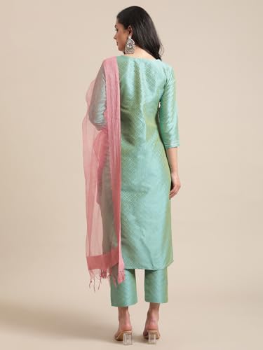 Floral Embroidered Kurta Set with Bhagalpuri Silk Dupatta, Sweetheart Neckline, 3/4 Sleeves, Tassels3