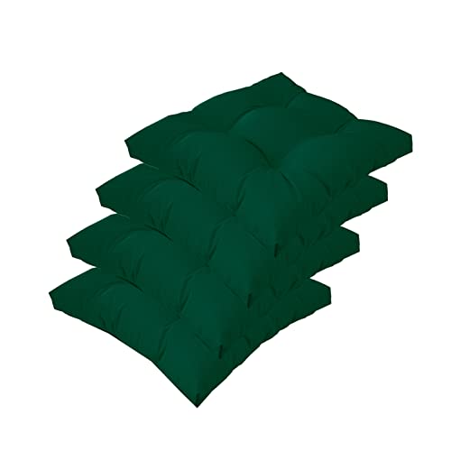 Image of QILLOWAY Indoor /Outdoor Square Seat Patio Cushion - 19-Inches,Pack of 4 (Mallard /Forest Green)