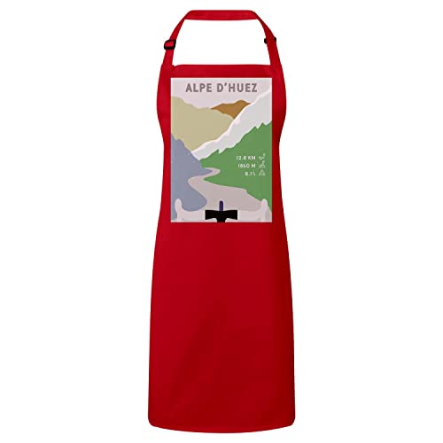 Tablier cuisine Alpe d'Huez rouge parfait pour vos repas et barbecues d'été
