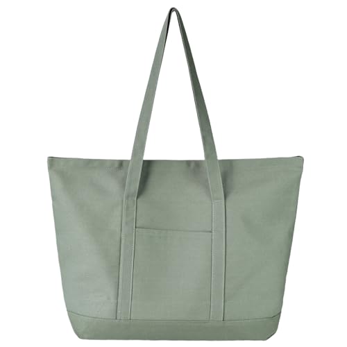 Canvas Tote Bag with External Pocket Extra Large Canvas Tote Bag Heavy Duty Grocery Shopping Bags Weekender Bag