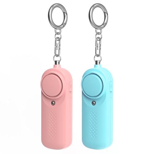 Qoosea 2 Allarme Personale Safesound Security Alarm 130dB Sirena Allarmi di Sicurezza Forti Portachiavi con Luce LED Polizia Approvato Allarme di Sicurezza per i Bambini Donne Anziane Studenti