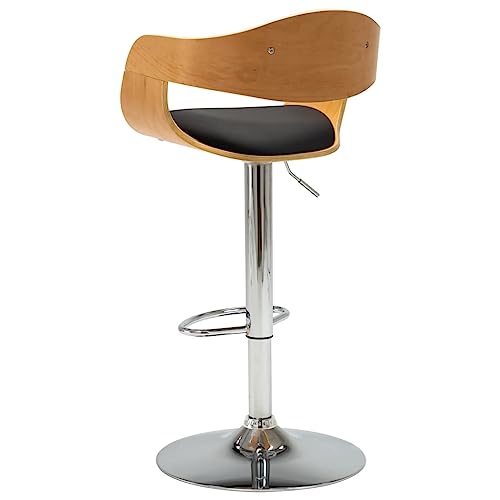 Tabouret de bar noir avec dossier et repose-pieds, chaise de comptoir en bois de buisson