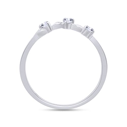 SAVEARTH DIAMONDS Leaf Design, 1/10 Carat Round Cut Moissanite Lab Created Diamond Art Deco Wedding Band Enhancer Ring In 14k Gold Over Sterling Silver Jewelry For Women (0.10 Cttw)4
