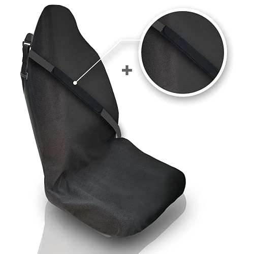 EcoNour Car Sweat Towel with Belt Shoulder Pad | Driver Car Seat Sweat Protector | Waterproof Seat Covers for Cars, Trucks, Vans and SUVs | Great for Gym Workout, Yoga, Athletes, Swimming & Running