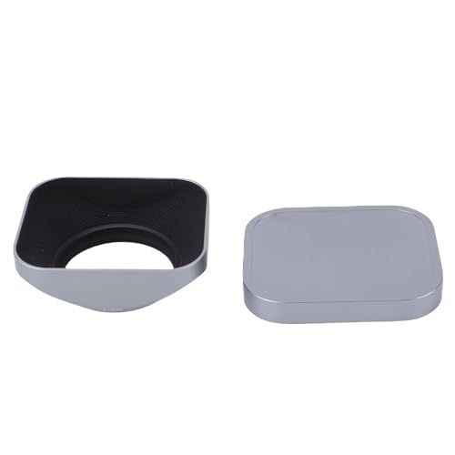 Conjunto de parasol y tapa para lente metálicos cuadrados Zyyini de 37 mm, accesorio para fotografía con cámara, color plateado miniatura 1