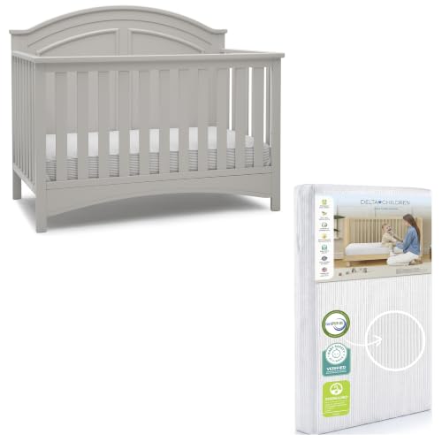 Image of Delta Children Perry 6-in-1 Convertible Crib & Mattress, Moonstruck Grey