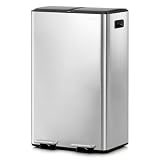 mVm ゴミ箱 60L 横型2分別 2×30L ダストボックス ペダル式 蓋つき 大容量 ステンレス素材 防汚 防指紋 密閉 音無し おしゃれ キッチン リビング オフィス用 長方形 シルバー