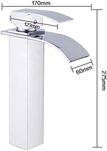 Robinet mitigeur cascade pour lavabo de salle de bains en acier chromé