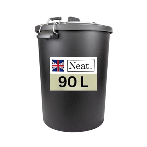 NeatPlastics Dustbin 90 L Large Dustbin for Garden with Heavy-Duty Weather Resistant and Food Grade Material Trash Can Garbage Bin With 2 Clip Locking Lid for Indoor & Outdoor Waste Pack of 1