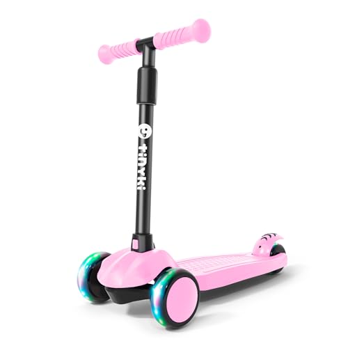 TINYKI Patinete Niño 2 Años a 6 - Patinete niña Altura Ajustable con Ruedas Luces LED - Patinete 3 Ruedas Scooter Niño - Patinete Infantil para Niños y Niñas Jugar
