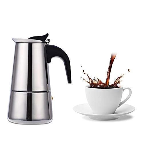 Image of GNEY Stainless Steel Espresso Maker 6 Cup - Italian Stovetop Moka Pot Coffee Maker-Compatible with Gas,Induction,Electric & Ceramic Stoves-Classic Portable Espresso Percolator for Strong & Rich Coffee