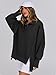 ANRABESS Women's Sweatshirts Oversized Casual Loose Button Up Henley Pullover Top High Low Split 2025 Fall Fashion Outfits Black X-Large